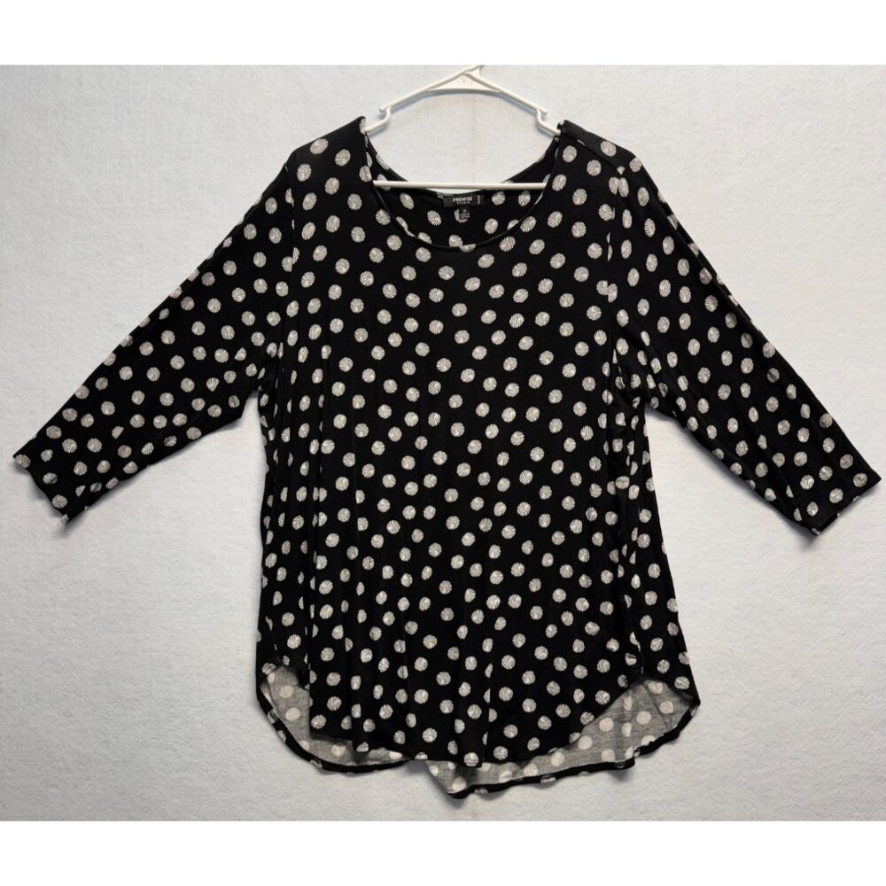 Black & White Polka Dot 3/4 Sleeve Top Womens 1X Premise Studio Lightweight - Picture 1 of 9